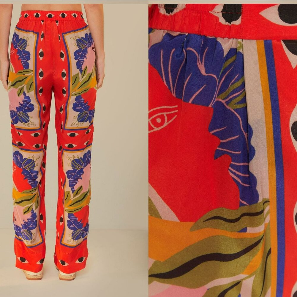 Farm Rio Surreal Scarf Pajama Trousers Pull-on Pants - Picture 2 of 15
